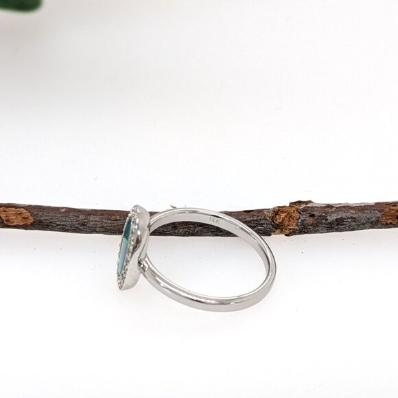 1ct Boulder Opal Ring in 14K White Gold with Natural Diamond Accents - Picture 7 of 8